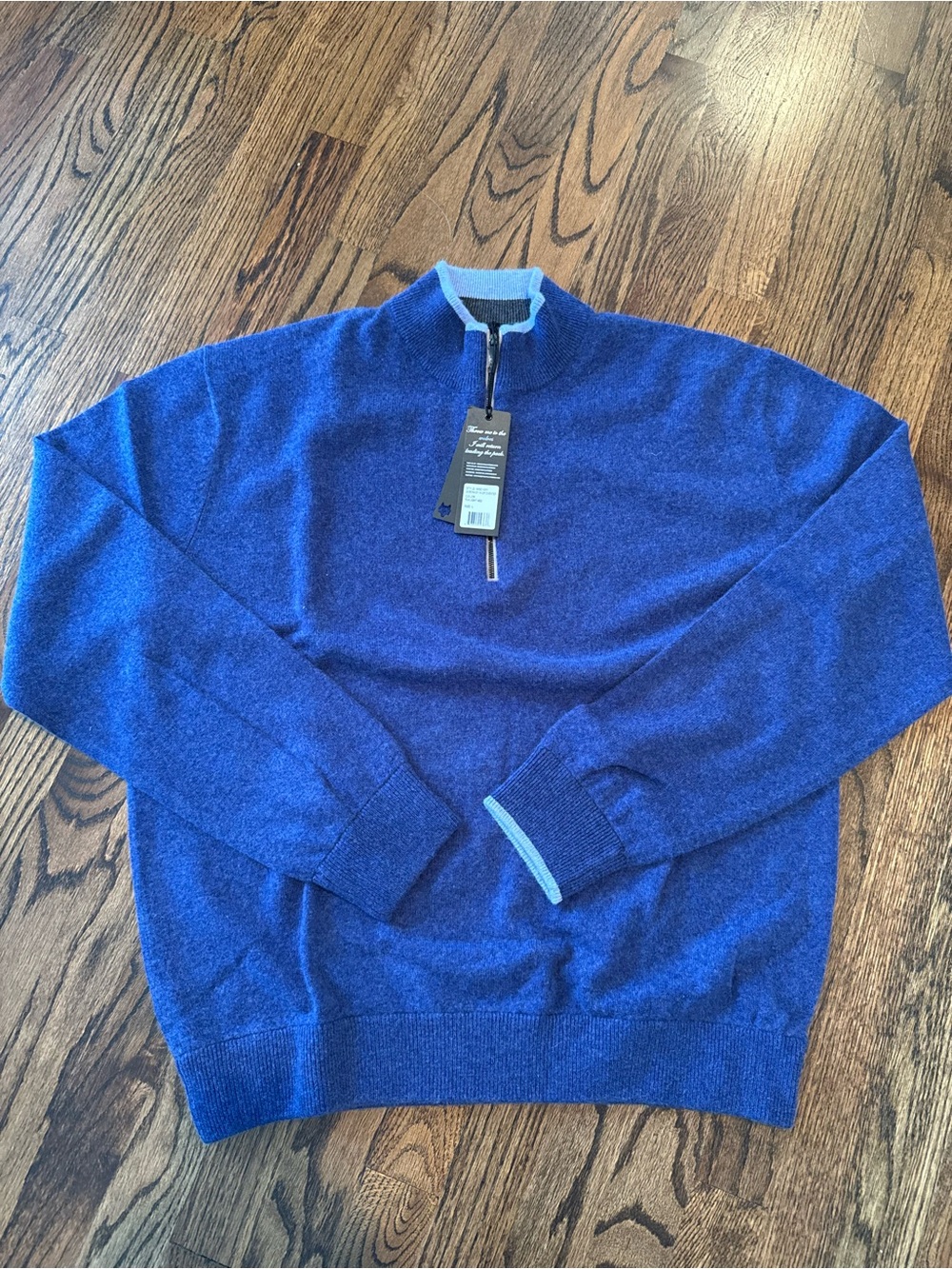 NWT Greyson Men's Blue Quarter-Zip Sweater